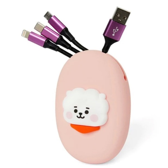 BT21 RJ Baby 3 in 1 Charging Cable & Pouch - Picture 1 of 4